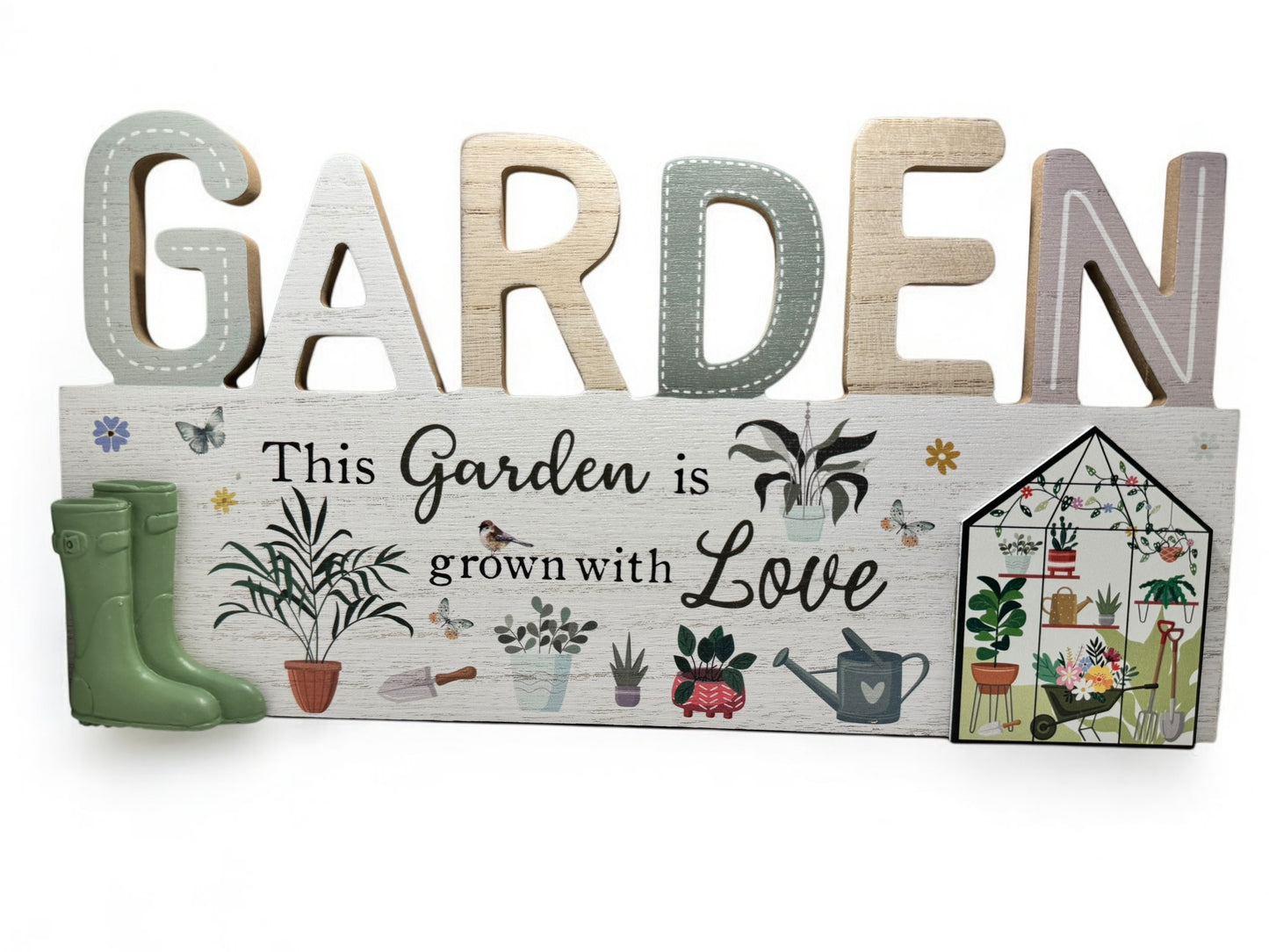 2/A WOODEN GARDEN PLAQUE, 35CM