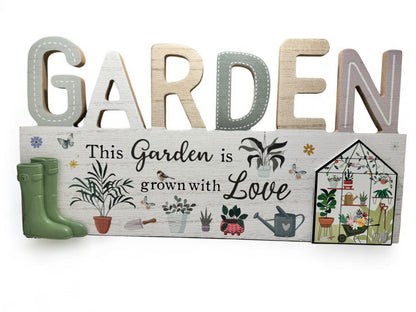 2/A WOODEN GARDEN PLAQUE, 35CM