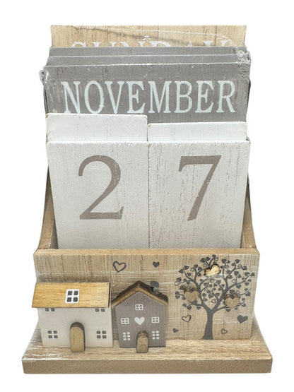 Wooden House and Tree Calendar
