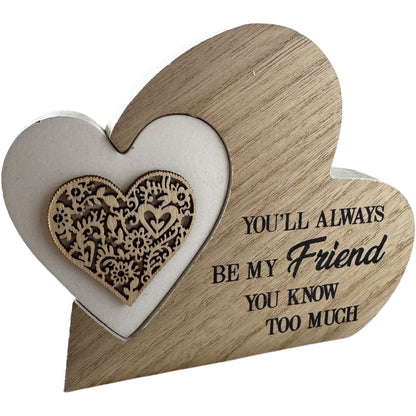 MY FRIEND SENTIMENT HEART BLOCK GIFT ORNAMENT