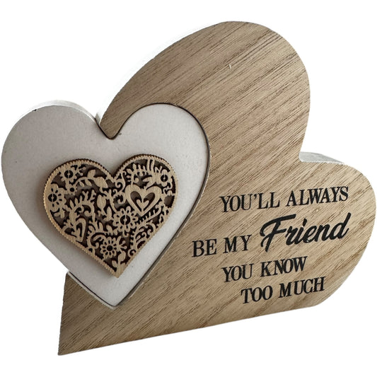 MY FRIEND SENTIMENT HEART BLOCK GIFT ORNAMENT