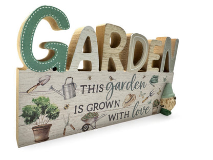 GARDEN WOODEN DECORATIVE PLAQUE, 24CM