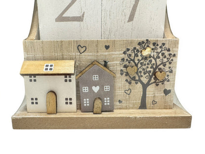 Wooden House and Tree Calendar