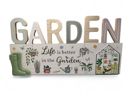 2/A WOODEN GARDEN PLAQUE, 35CM
