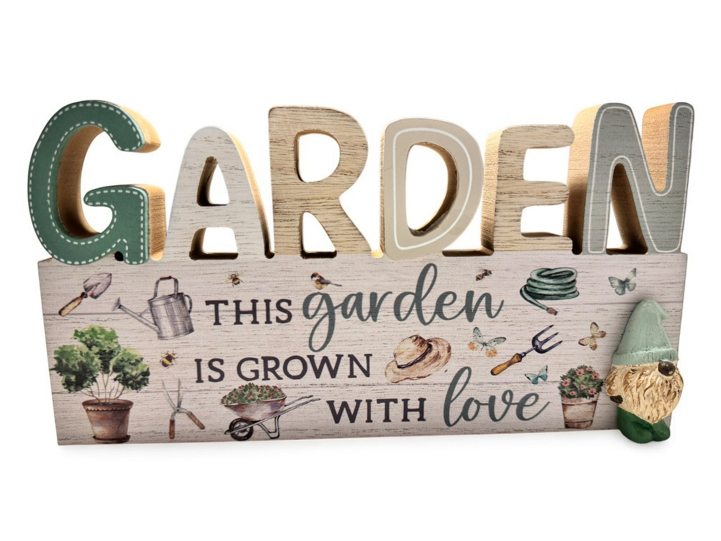 GARDEN WOODEN DECORATIVE PLAQUE, 24CM