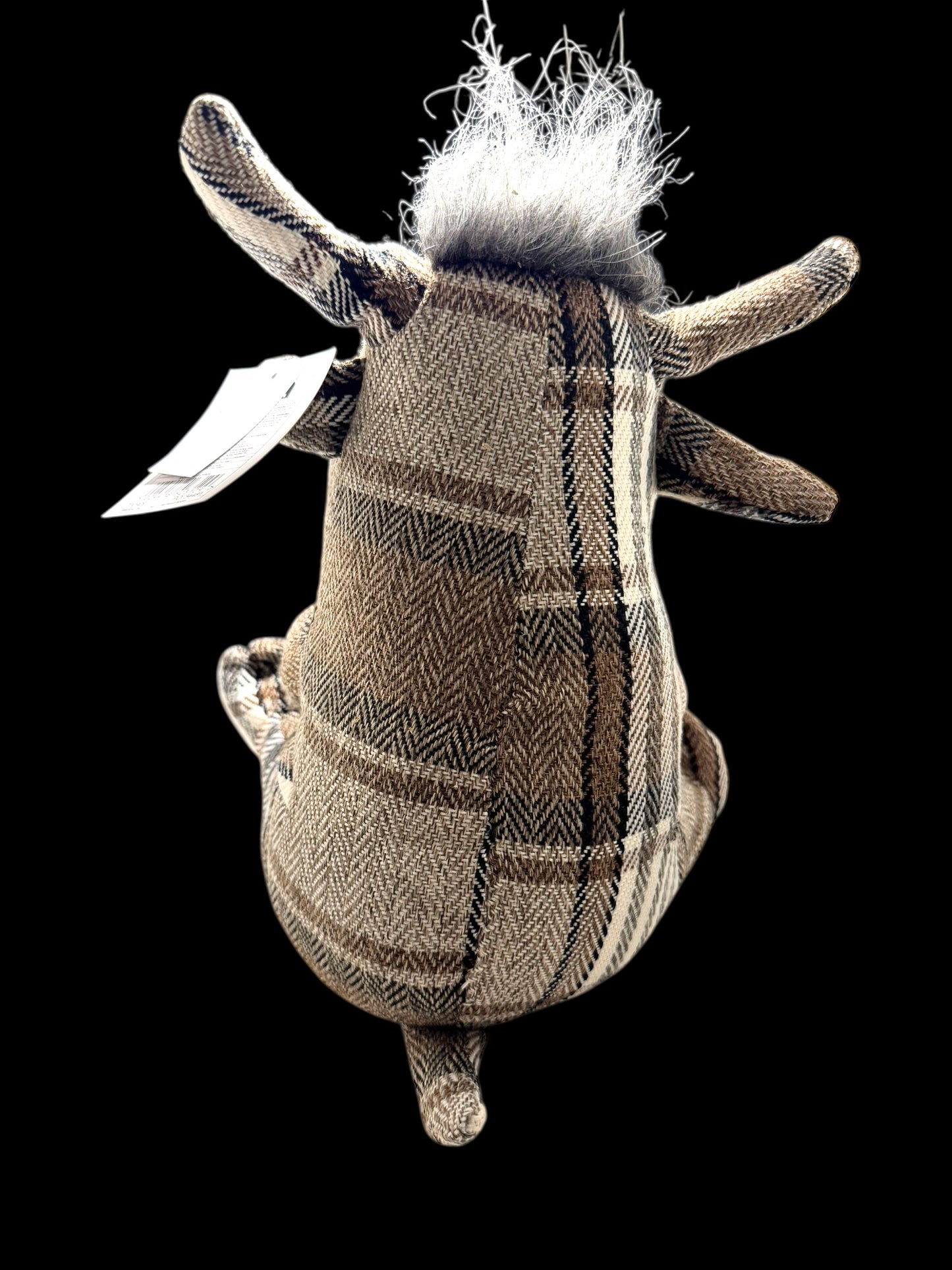 Grey Tartan Bull Doorstop, 30cm