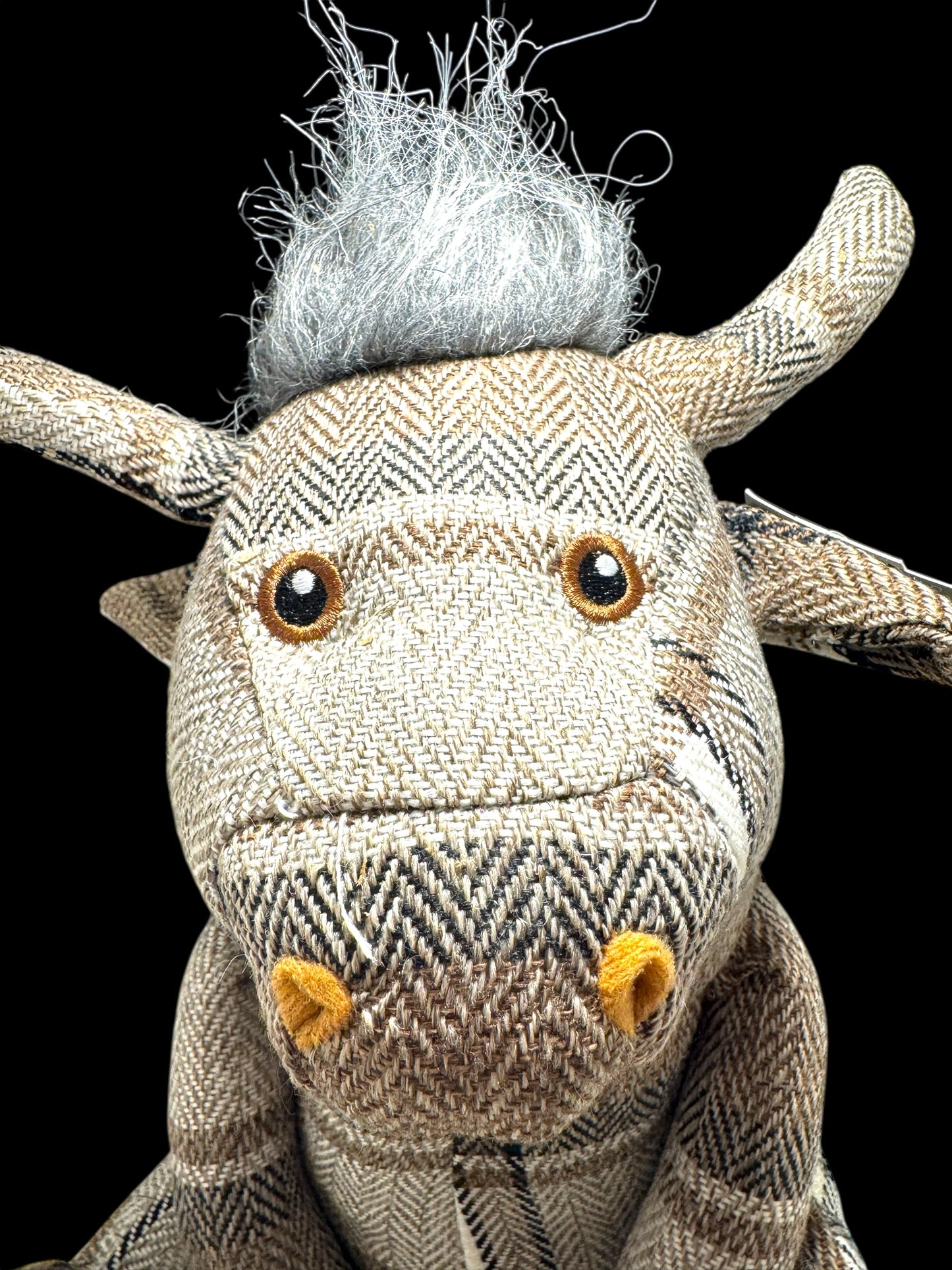 Grey Tartan Bull Doorstop, 30cm