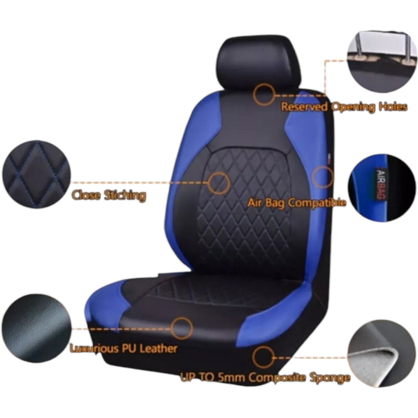 2-Sits Seat Covers Protector Cushion PU Leather Pad For Front Car Truck SUV Van