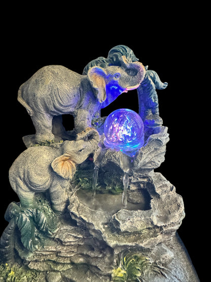 Tabletop Water Feature - 30cm - Elephant Family