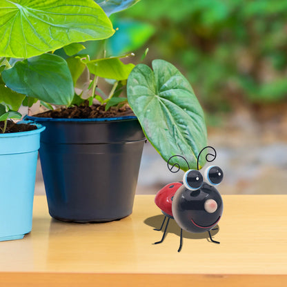 Bright Eyes Red Ladybird Beetle Garden Decor Patio Yard Lawn Ornament Statue