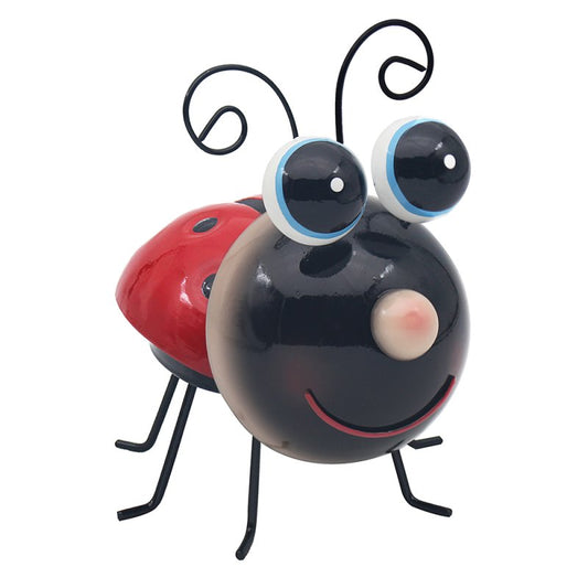 Bright Eyes Red Ladybird Beetle Garden Decor Patio Yard Lawn Ornament Statue